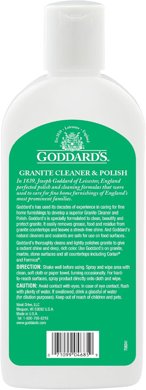 Goddard’s Marble & Granite Polish Carnauba Wax Countertop Cleaner for Scratches & Stains on Kitchen Island, Stone Surfaces, Sealer & Protectant, 8 oz