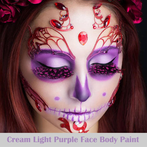 MEICOLY Cream Light Purple Face Body Paint, 2.37 oz, Water Based Full Body Paint for Adults and Kids, Lavender Violet