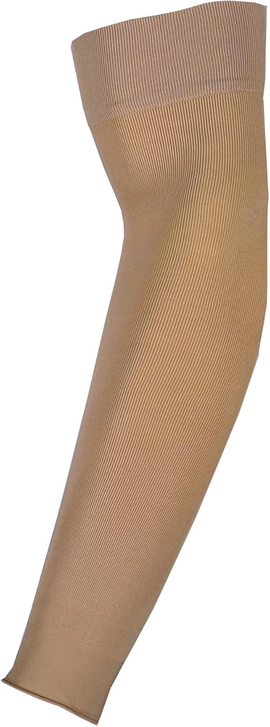 Truform Lymphedema Compression Arm Sleeve – 20-30 mmHg Post Mastectomy Support, Dot Top Grip, Beige, Large