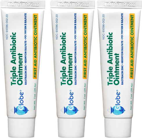 Globe (3 Pack) 1oz Triple Antibiotic Ointment - First Aid Ointment for Minor Scratches and Wounds