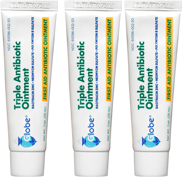 Globe (3 Pack) 1oz Triple Antibiotic Ointment - First Aid Ointment for Minor Scratches and Wounds
