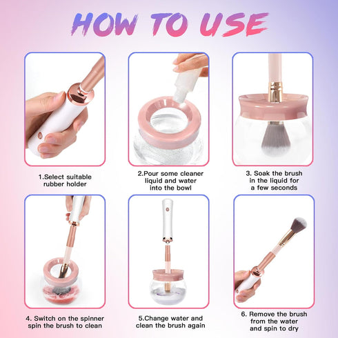 Makeup Brush Cleaner Machine, Super Fast Automatic Brush Cleaner and Dryer Tool for Most Makeup Brush Sizes