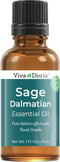 Viva Doria 100% Pure Sage Essential Oil, Undiluted Food Grade Oil, 1 Fluid Ounce (30 mL) Natural Aromatherapy Oil