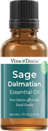 Viva Doria 100% Pure Sage Essential Oil, Undiluted Food Grade Oil, 1 Fluid Ounce (30 mL) Natural Aromatherapy Oil