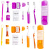 Portable Orthodontic Oral Care Kit - 2 Pack Travel Kit for Patients, Floss Wax Toothbrush Cleaning (Purple & Orange)