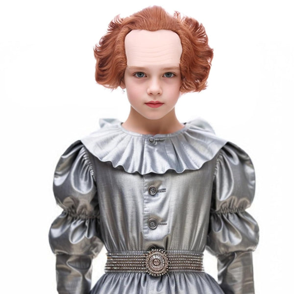 Short Orange Brown Synthetic Wig for Halloween Cosplay Party, Heat Resistant with Wig Cap
