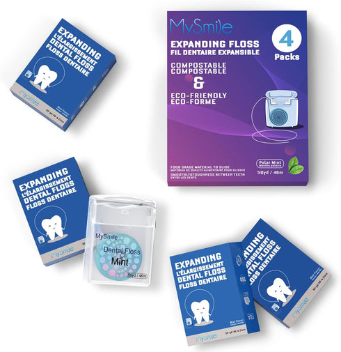 MySmile Woven Dental Floss, Effective Plaque Removal, Mint, Waxed, Vegan, Kid-Friendly, 50 Yards