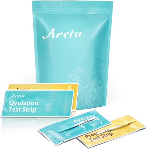 Areta Ovulation & Pregnancy Test Strips Combo Kit: 30 Ovulation Strips & 10 Pregnancy Tests for Accurate Fertility