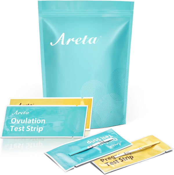 Areta Ovulation & Pregnancy Test Strips Combo Kit: 30 Ovulation Strips & 10 Pregnancy Tests for Accurate Fertility