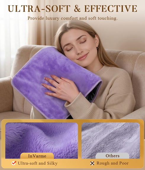 InVarme 2X 158 2H Extra Hot Heating Pad for Cramps: Luxury Plush and Graphene Electric Heating Pad for Back Period