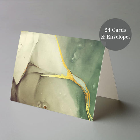 Set 24 All Occasion Abstract Greeting Cards Boxed - Blank Just Because or Thank You Cards w/White Envelopes - Marbled
