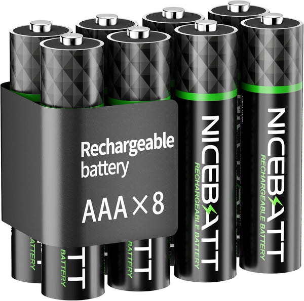NICEBATT Rechargeable AAA Batteries 1100mAh, Premium NiMH Triple A Battery Low Self Discharge