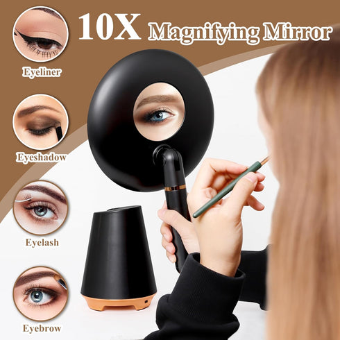 Lighted Makeup Mirror Vanity Mirror with 10X Magnification, 180° Rotation, 3 Color Lighting Modes, Portable LED