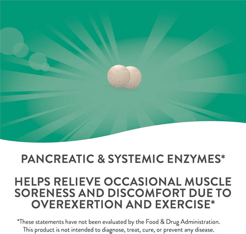 Nature's Way Mega-Zyme, Pancreatic & Systemic Enzymes*, Relieves Occasional Muscle Soreness Due to Overexertion and Exercise,* Digestive Support*, 200 Tablets (Packaging May Vary)