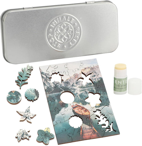 Scentered Wooden Jigsaw Puzzle & Aromatherapy Gift Set - Mindfulness Activity Puzzle
