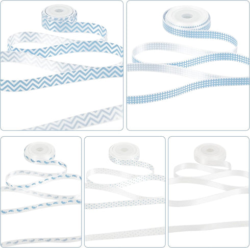 HUIHUANG Baby Blue Ribbon, 5 Yards Each, Total 50 Yards for Baby Shower Gift Wrapping and Crafts
