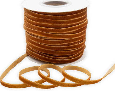 Ginger Velvet Ribbon, 1/4 Inch X 50 Yards for Gift Wrapping, Hair Bows, Choker, Wedding Decorations