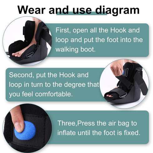 Orthopedic Walking Boot, Air Cam Walker Fracture Boot for Broken Foot, Sprains & Achilles Injuries, Lightweight Medical