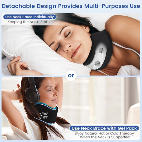 Pack Pack Soft Neck Brace with Hot and Cold Gel Adjustable Cervical Collar for Men & Women, Breathable Neck Support
