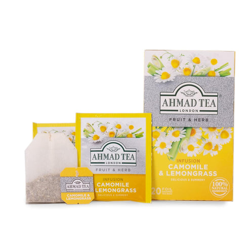 Ahmad Tea Camomile & Lemongrass Infusion - 20 Count (Pack of 6) for Relaxation