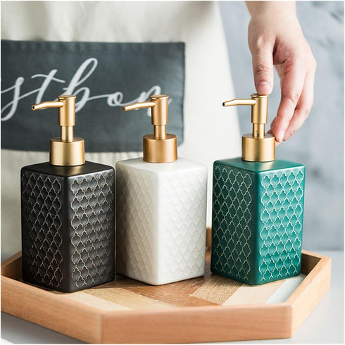 REFKIT Simple Ceramic Hand sanitizer Bottled Shampoo Shower Gel Disinfectant Press Bottle Bathroom Supplies