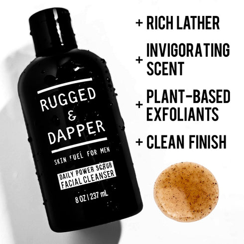 RUGGED & DAPPER - Daily Men's Face Wash + Scrub, 5 Month Supply, Deep Exfoliating Cleanser, Prevents Breakouts, Acne
