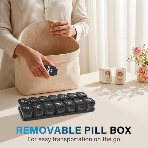Toollygozz 2 7 Extra Large Weekly Pill Organizer - Waterproof Pill Box Times a Day, Day Am Pm Medicine Pill Organizer