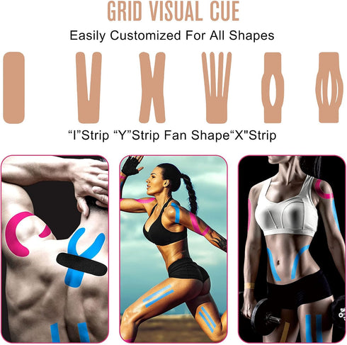 Kinesiology Tape Precut (1 Pack), Elastic Therapeutic Sports Tape for Pain Relief and Injury Recovery, Beige