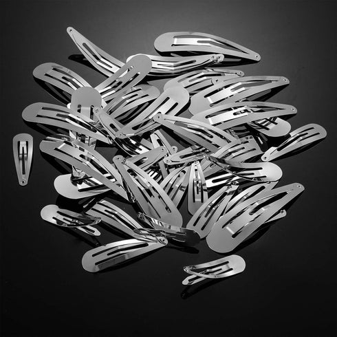 WILLBOND 40 Piece Barrettes, Women Snap Hair Clips, Large Metal Snap Nonslip Accessories, Silver