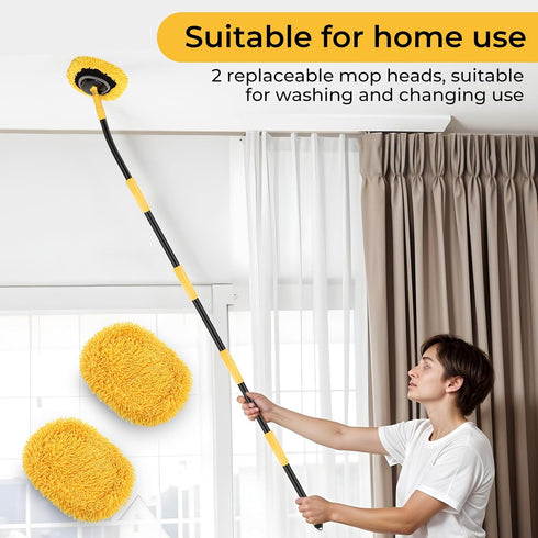 Mop,73Wall 15 Elbow Wall Cleaner Mop Cleaner with Long Handle,Ceiling Dust Mop with Bent Labor-Saving Extension Pole