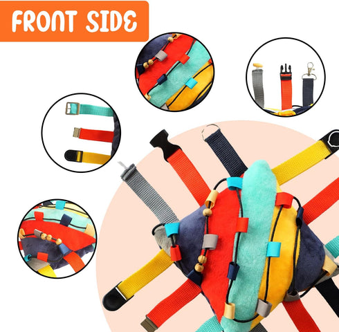 SENSORY4U Counting 2nd Buckle Pillow Sensory Fine Motor Development Toy Activity Plushie - OT Therapy Tool Threading