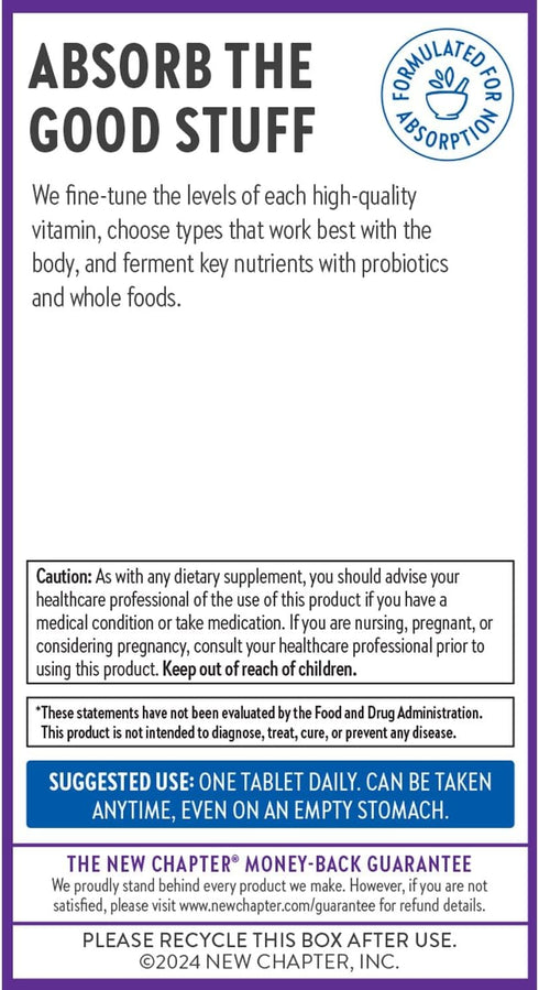 New Chapter Vitamin B Complex – Fermented Coenzyme B Complex with Vitamin B12 + B6 + Biotin - 90 ct