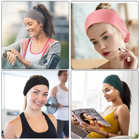 WILLBOND 6 Pieces Adjustable Wide Headbands for Women, Knotted African Hairband, Non Slip Floral Yoga Hairbands