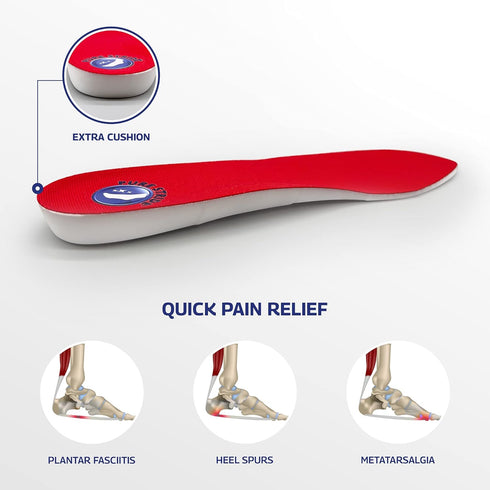 Pure Stride Full Length Insoles - Comfort Insoles for Metatarsals, Flat Feet, Pain Relief for Plantar Fasciitis, 1 Pair