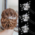 Wedding Hair Pins (3 Pcs) - Elegant Pearl Floral Crystal Accessories for Bridal Women, Silver