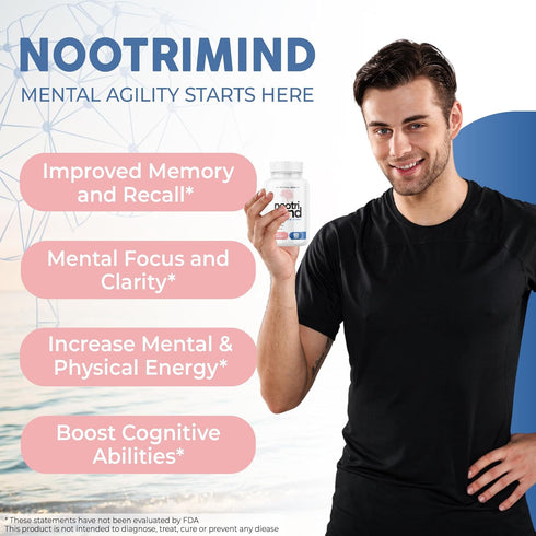 Brain Supplements for Memory and Focus, Nootropic Support with Bacopa, Vitamins B6 B12, Phosphatidylserine, DMAE, 60