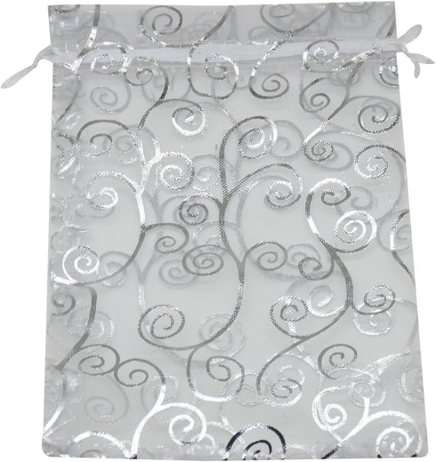 100pcs Organza Bags 4x6 Inch Flower Vine Design, Drawstring Mesh Pouch for Wedding Favor Party Jewelry Candy Gift Bag