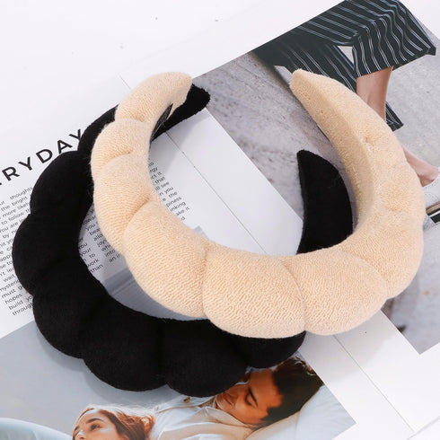 Spa Headband for Washing Face, Black Khaki Makeup Headband, Trendy Hair Accessories for Women.
