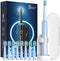 Rtauys M5 Rechargeable Sonic Electric Toothbrush - Power Toothbrush with 8 Brush Heads, Travel Case, Light Blue