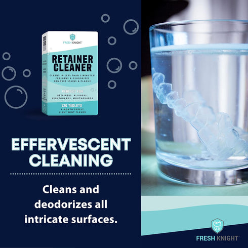 Retainer Cleaner, Denture Cleaner (120 Tablets) Brightens and Freshens Clear Aligners, Retainers, Dental Appliances