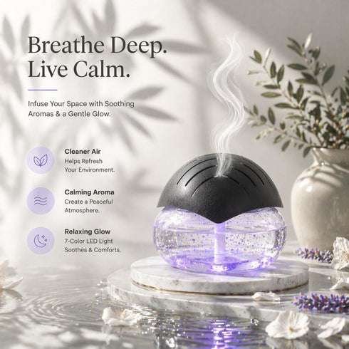 LWW Air FreshenerBlack - for Home, Bedroom, Office and Warehouse - Essential Oil Aroma Diffuser with LED Color Night
