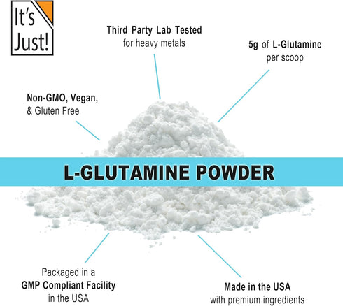 It's Just! L-Glutamine Powder, Unflavored Amino Acid, Faster Muscle Recovery, Leaky Gut, Digestive Support (500 Grams /