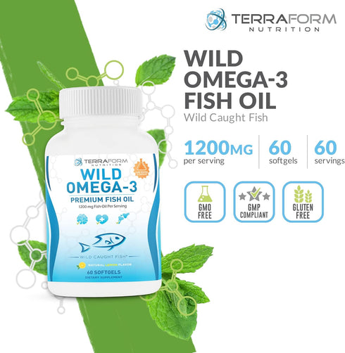 Triple Strength Fish Oil Omega 3, 2400mg per Serving, Burpless Lemon Flavored, Non-GMO, 30 Servings