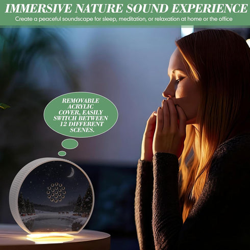Hollowfly 12 Singing Bird Box White Noise Sound Machine LED Light Radar Sensor Relaxation Device with Natural Sounds