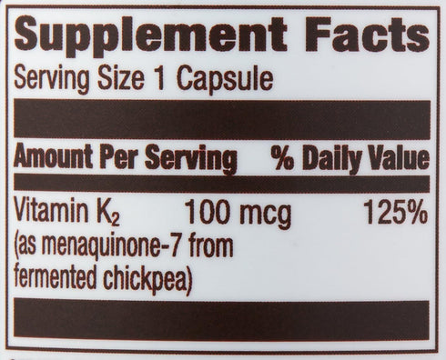 Amazon Elements Vitamin K2 100 mcg, Vegan, 65 Capsules, 2 Month Supply
