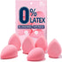 BEAKEY Flat Duo Makeup Sponge Set of 6 - Super Soft 0 Latex Blending Sponge for Flawless Application, Pink