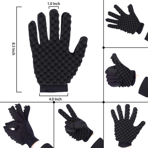 Magic Twist Hair Sponges Set, Big Holes Sponge Brush for Hair, Curling Sponge Glove for Men Women with Metal Afro Pick