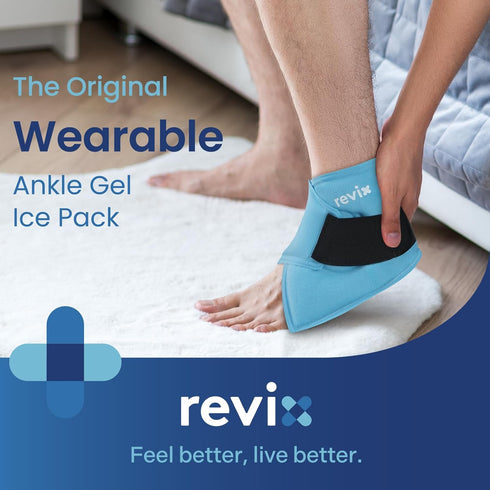 Pack REVIX Ankle Ice Wrap for Plantar Fasciitis & Foot Pain Relief, Reusable Gel Cold Compress Wrap for Feet Swelling