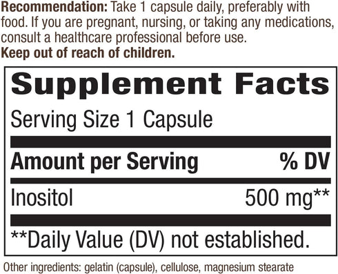 Nature's Way Inositol, 500 mg per serving, 100 Capsules