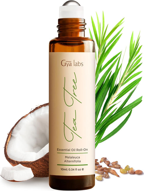 Gya Labs Tea Tree Essential Oil Roll on - 100% Pure Natural Australian Melaleuca Tea Tree Oil Roller for Skin, Face &